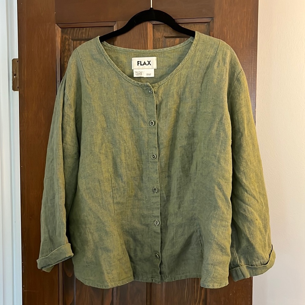 Flax linen top/jacket. Green